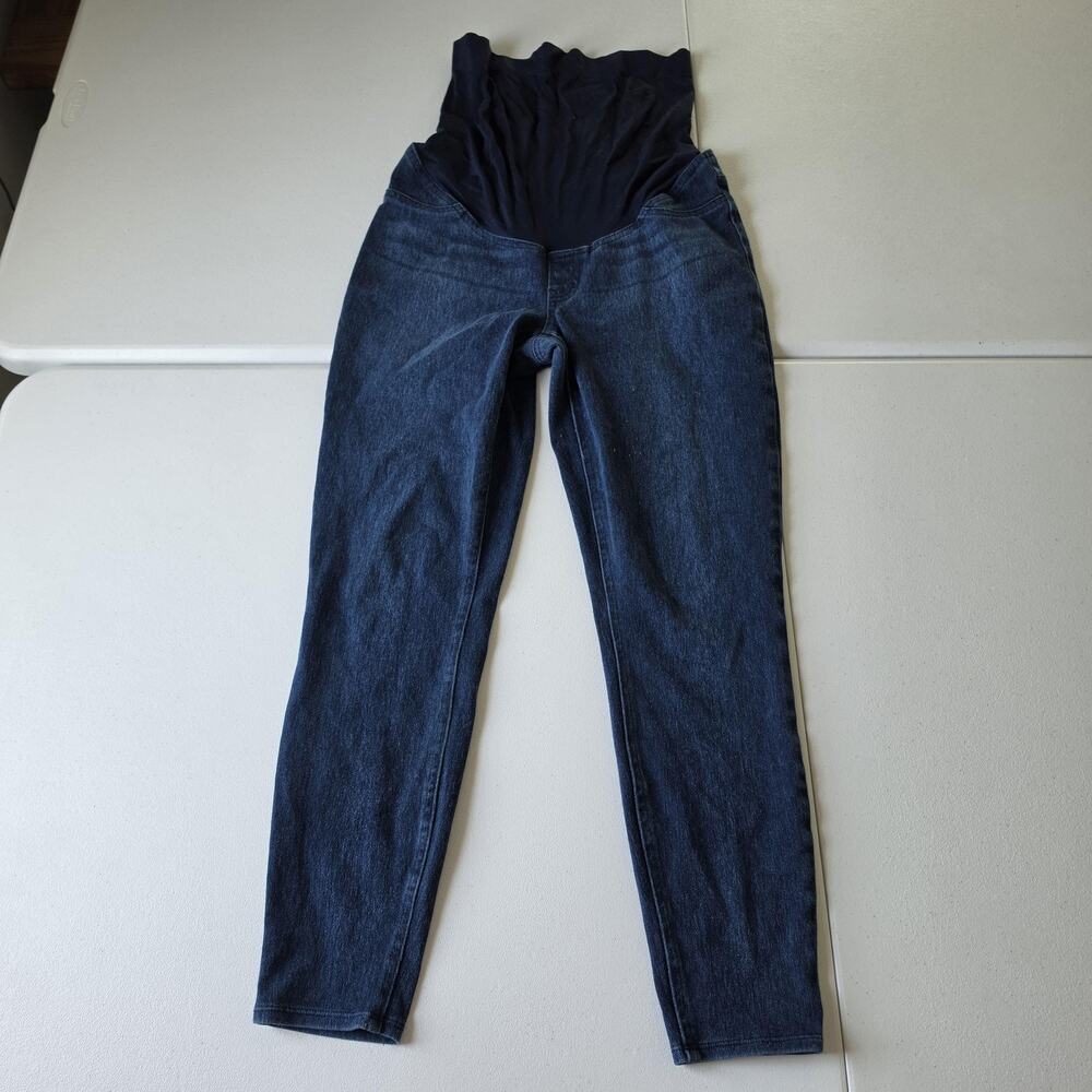 Spanx Maternity Jeans Womens Large Blue High Waisted Denim Skinny Stretch Tummy